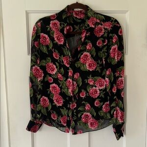 Floral Black and Pink Women's Top